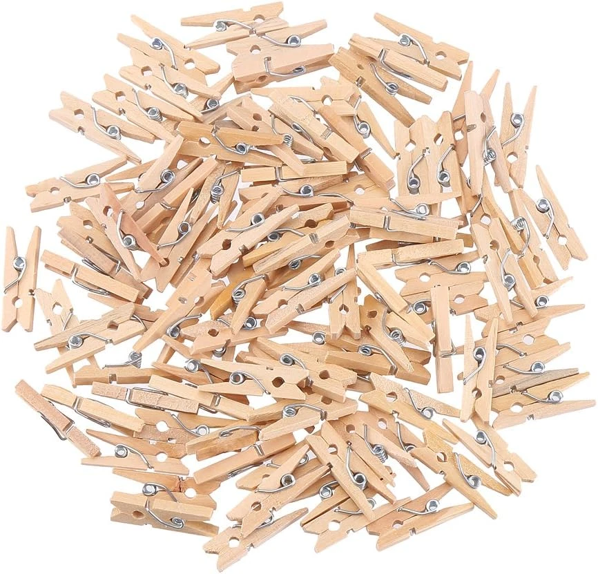 DECORA Sturdy 1 Inch Mini Wooden Craft Clothespins 100Pcs