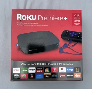 Roku Premiere+ 4K HDR Streaming Player, New in Box, w/Remote & Earphones - Picture 1 of 5