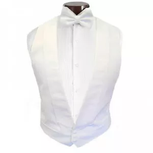 White Pique Backless Vest and Bow Tie Set - Picture 1 of 1