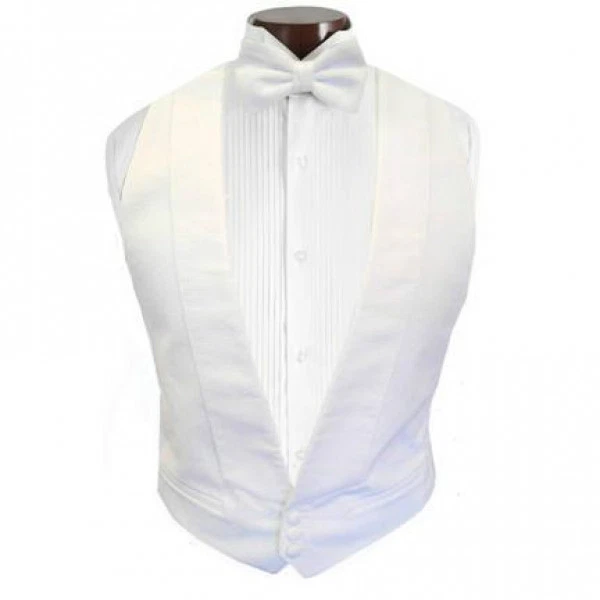 White Pique Backless Vest and  Bow Tie Set - Image 1 of 1