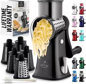 Zulay Kitchen Rotary Cheese Grater 5 Blade Cheese Shredder - Manual Hand Crank C - Picture 1 of 25
