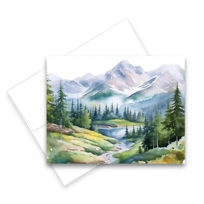 12 All Occasion Greeting Cards Blank w/ Envelopes - Watercolor Mountain Cards - Image 1 of 2