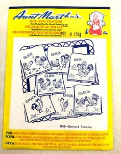 VTG Aunt Martha's Barnyard Romance Hot Iron Transfers Pattern 3305 Chick Cluck - Picture 1 of 3