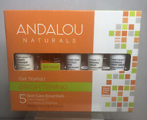 NEW Andalou Naturals Get Started Brightening 5 Piece Kit - Cleanser Toner Mask
