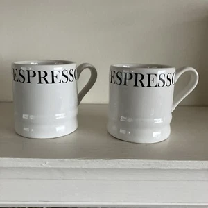 2 Whittard Chelsea Black Script Espresso Mini Mugs Coffee Cups Exc Cond - Picture 1 of 7