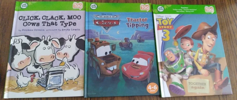 LeapFrog TAG Reading System Toy Story Moo Cow CARS 3 Book bundle - Image 1 of 1