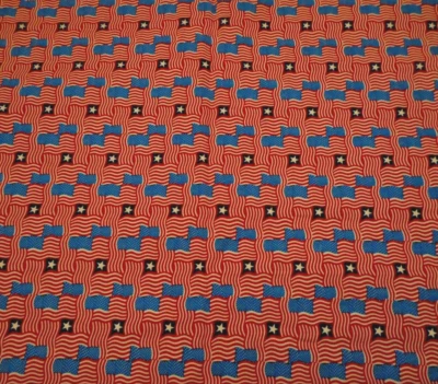 Patriotic Fabric By The Yard SALE Sm Flags Stars Primitive Civil War Cotton #C - Image 1 of 2