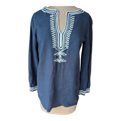 Топ Michael Kors 100% лен вышитый женский S тихий роскошный морской моряк - Изображение 1 из 4