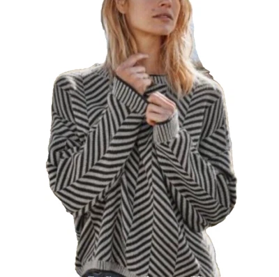 Garnet Hill Sweater S Pima Cotton Baby Alpaca Chevron Slouchy Drop Shoulder - Image 1 of 4