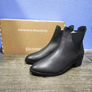 Soludos Marf schwarze Leder Chelsea Stiefeletten Damen US 5 M NEU - Bild 1 von 7