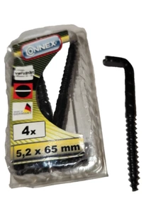 Schraubhaken Schlitzschraub rustikal gerade 5,2x65 mm 4 stück verzink schwarz - Bild 1 von 1