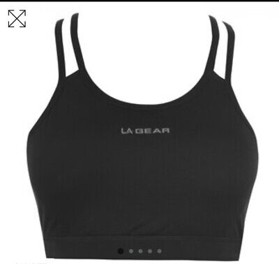 LA Gear Sports Bra Crop Top  Racerback Stretchy Padded Yoga Gym Exercise Size 10 • 4.87€