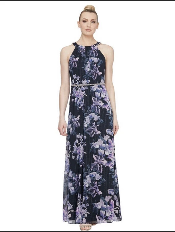 S.L. Maxi vestido para mujer Fashions con cuentas cintura sin mangas talla 10 Foto 1 de 4