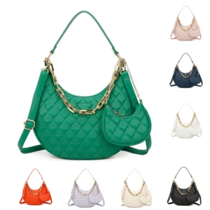 Hobo-Schultertasche Umhängetasche Handtasche aus rundem PU-Leder mit Handtasche für Damen - Bild 1 von 14