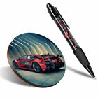 1 x Round Coaster & 1 Pen - Red Concept Sports Car Supercar #14461