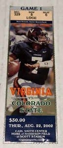UVA Virginia Cavaliers Colorado State NCAA College Football Ticket Stub 8/22/200 - Picture 1 of 2