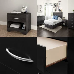 South Shore Step One 1-Drawer Nightstand, Gray Oak with Matte Nickel  - Picture 1 of 10