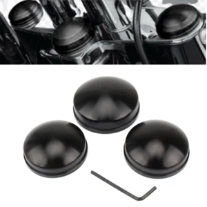 Tapa de tuerca de vástago de horquilla superior 3 piezas negra apta para Harley Softail Sportster Dyna - Imagen 1 de 8