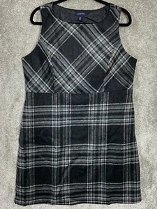 $110 New Lands' End Woman's Sleeveless Straight Jumper Plaid Black Large 16P - Picture 1 of 12