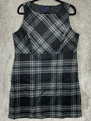 $110 New Lands' End Woman's Sleeveless Straight Jumper Plaid Black Large 16P - Image 1 of 4
