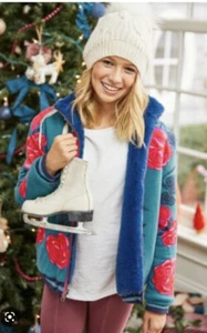 Matilda Jane Reversible Jacket Floral Faux Fur Sleigh Ride 16 Blue Roses Coat - Picture 1 of 9
