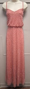 Abito formale Adrianna Papell corallo perline blouson madre sposa sposo taglia 6 - Foto 1 di 3