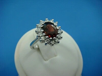 ANILLO 14K 2,21 QUILATES FRAMBUESA RODOLITA AFRICANA Y DIAMANTES HALO 0,60 QUILATES, TALLA 6,75 Foto 1 de 4