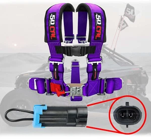 Purple 2" 5-Point Safety Harness w/ Bypass Override Plug for Most Polaris UTVs - Bild 1 von 11