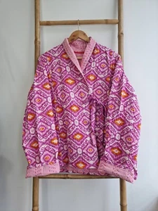 Indische Handarbeit Kantha Jacke, weiche Baumwolle Kantha Steppjacke Bademantel Kimono - Bild 1 von 4