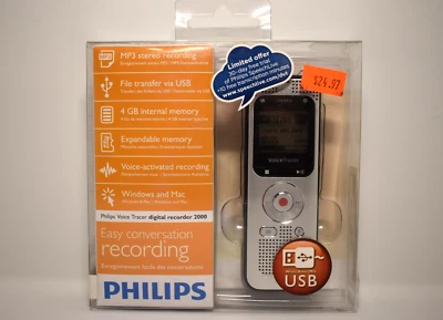 NEW IN BOX - Philips Voice Tracer DVT2000 Voice Recorder - SEALED - Image 1 of 3