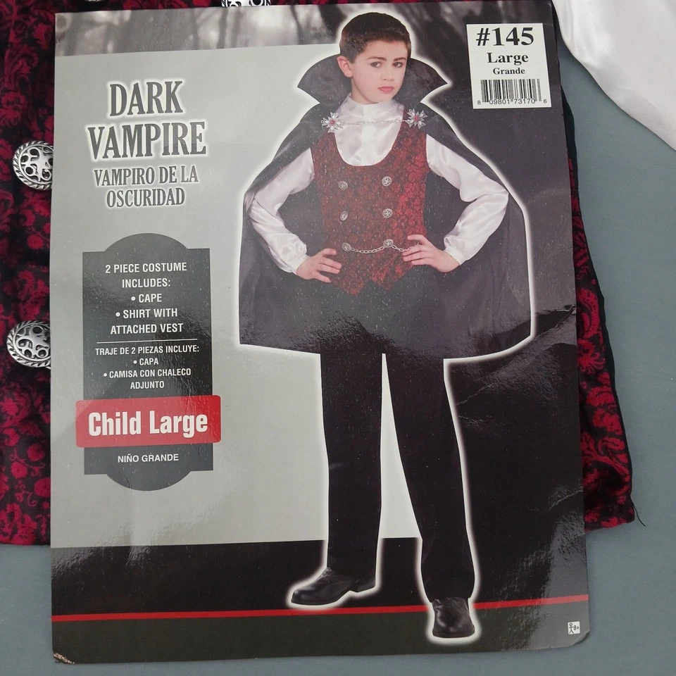 Dark Vampire Halloween Costume 2 Peice Child Large - Image 1 of 4