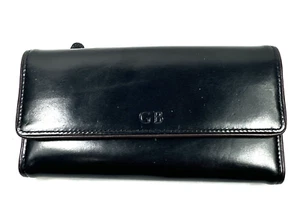 Geoffrey Beene Genuine Italian Leather Wallet Black Checkbook Multiple Slots - Picture 1 of 6