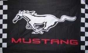 Ford Mustang Checkered Black 3x5 Ft Banner Flag Car Racing Show Garage Wall - Bild 1 von 2