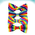Men's Rainbow Bow Ties 4 Pcs Striped Adjustable Tuxedo Bowtie for Party Decor
