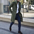 Men's French Business Overcoat Winter Warm Long Top Coat Wool Blend Trench Coat