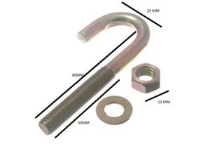 Hook Bolts M8 By 80mm & Nut And Washer Yzp Pack Of 100 - Picture 1 of 1