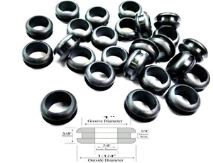 Paquete de 25 bujes de cableado de ojal de goma, identificación de 7/8", ranura de 1/4", se adapta a orificio de 1" - Imagen 1 de 1