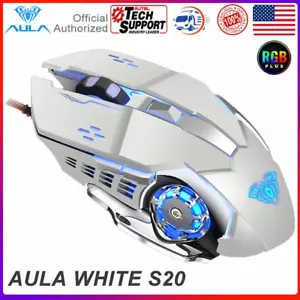 Mouse para juegos RGB blanco LED 6 botones óptica programable retroiluminado 2400 DPI ratones - Imagen 1 de 9