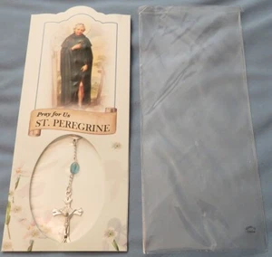 ST PEREGRINE Chaplet Aquamarine Beads Franciscan Friars Of The Atonement NEW - Picture 1 of 4