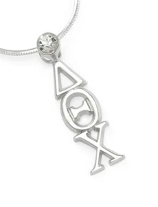 Delta Theta Chi Sterling Silver Lavaliere Pendant w/ Clear CZ Crystal - Picture 1 of 2