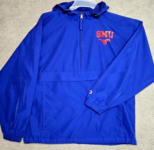 Chaqueta de Lluvia SMU Mustangs Wind de Champion Adulto Talla Grande 1/2 Cremallera Bolsillos con Capucha - Imagen 1 de 14