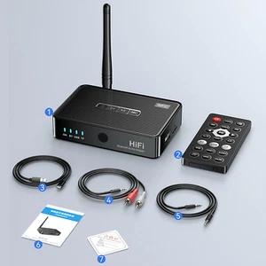 Bluetooth Audio Receiver NFC to RCA AUX U Disk TF MIC Interface Audio Adapter - Afbeelding 1 van 14