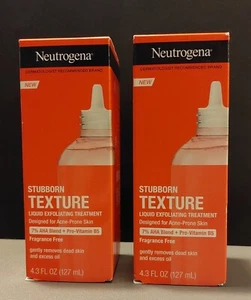 Lot Of 2 Neutrogena Stubborn Texture Liquid Exfoliating Treatment Acne 4.3 oz - Picture 1 of 10