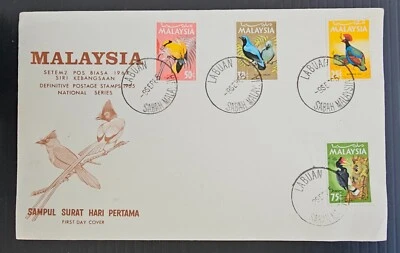 1965 Malaysia Birds FDC ties 4 stamps cd Labuan - Image 1 of 2