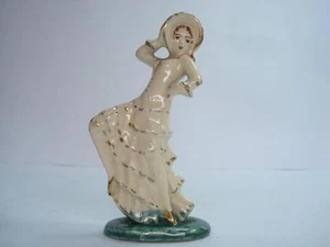 1900 ART NOUVEAU CERAMIC CAN-CAN DANCER FIGURINE w/GOLD - Picture 1 of 5