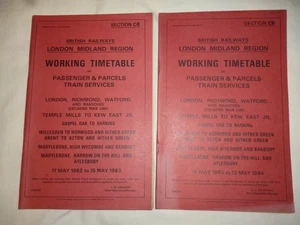 2 x Vintage British Railways Working Timetables LONDON RICHMOND LMR CB 1982/1984 - Picture 1 of 1