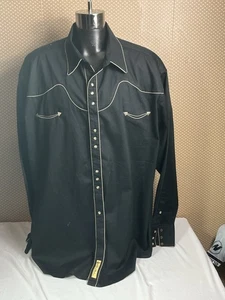 Larry Mahan Black Snap Button Western Shirt Size 5XL - Picture 1 of 13