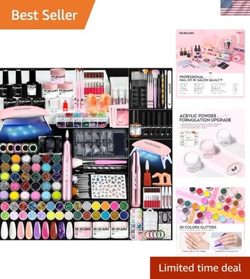 Juego de uñas acrílicas profesionales para principiantes: kit completo con taladro de uñas y lámpara Foto 1 de 4