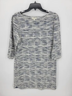 Max Studio Dress Womens XL Blue Ivory Tweed Knit 3/4 Sleeve Sheath Career - image 1 of 4