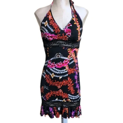 Baby Phat Y2k Halter Mini Dress Retro 2000s Glam Babe Night Out Curve Hugging S - Image 1 of 4